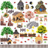 HIYZI 60 PCS Mini Fairy Garden Accessories Kit Enchanted Miniature House Decor Set with Tiny Figurines, DIY Micro Landscape Ornaments for Terrarium, Dollhouse Succulent Craft
