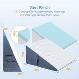 Welzona Wedge Pillow for Sleep, 10inch Bed Wedge Pillow for Headboard, Acid Reflux, Heartburn, GERD, Neck Pain, Cooling Memory Foam Top, Removable Washable Cover Triangle Pillow for Sleep