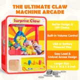 JOYIN Claw Machine Arcade Toy with LED Light & Adjustable Sound, Rechargable Dispenser Toys Mini Vending Machine for Kids - Perfect Christmas & Birthday Big Gifts for Kids, Ages 3+