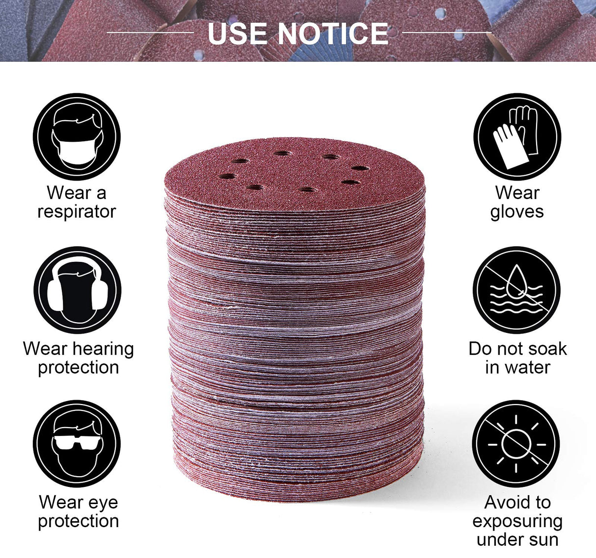 S SATC 150 PCS Sanding Disc 60 80 100 120 150 180 240 320 400 600 Grit Sanding Discs 5 Inch 8 Hole Hook and Loop Sanding Discs for Random Orbital Sander