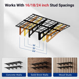 FLEXIMOUNTS 2-Pack 2x6ft Garage Shelving 24-inch-by-72-inch Heavy Duty Wall Mounted Shelves Garage Storage Rack Floating Shelves, 1400lbs Load Capacity, Black, Classic Series
