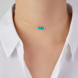 keenove 925 Sterling Silver Crystal Choker Necklace Turquoise Jewelry Women