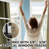Window Locks, 10 Pack for Vertical and Horizontal Windows, Sliding Window Locks, Adjustable Aluminum Stoppers, No-Drill Install, Fits Tracks up to 3/16" Wide