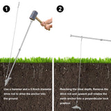 6 Pack Ground Earth Anchors with Drive Steel Stool - Easy Hook Anchor with 30" Long x 1/8" Cable, Ideal for Securing Shed, Fence, Green House, Swing Set and More.