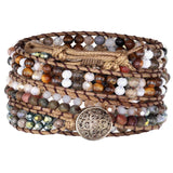 JR.DM Boho Beaded Bracelets for Women - Handmade Adjustable Crystal Natural Stone Bead Wrap Bracelets, Bohemian Jewelry Braided for Unique Birthday Gifts