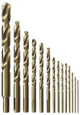 BOSCH CO14B 14-Piece Assorted Set with Included Case - Cobalt M42 Metal Drill Bits with Three-Flat Shank for Drilling Applications in Stainless Steel, Cast Iron, Titanium, and Light-Gauge Metal