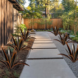 TOMBABY Enlarge Thickened Wind Resistant Metal Agave Garden Art Country Garden Sculpture Statue Outdoor Decoration Agave Metal Plant Courtyard Lawn Ornament Gift (1, 12 Leaves Black)