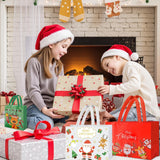 IPQXE 34 Pack Christmas Gift Bags Assorted Sizes- Reusable Tote Bags Non-Woven, Xmas Shopping Bags with Handles, for Christmas Treat Bags, Gifts Wrapping, Xmas Party Supplies 16 Large 18 Small
