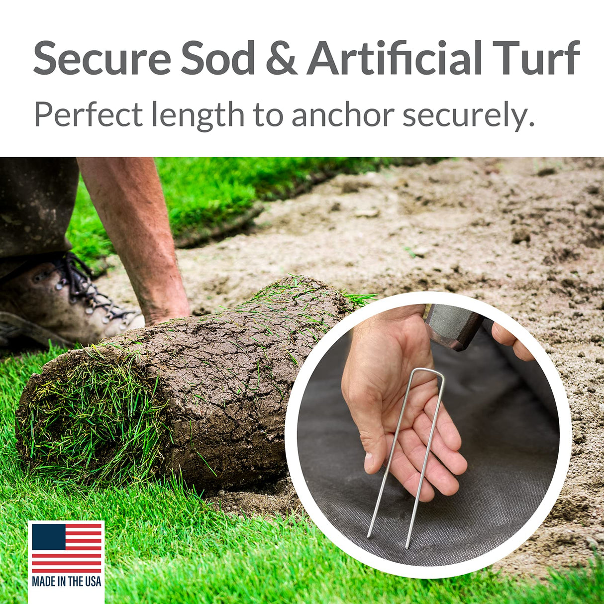 Pinnacle Mercantile Garden Stakes 6 Inch 11 Gauge Galvanized Steel Landscape Staples, Heavy Duty Landscape Fabric Stakes 100 Pack for Weed Barrier, Sod, Edging, Fencing and Drip Irrigation Made in USA