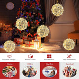 Outdoor Christmas Balls Lights 4 Pack Hanging 7.9" LED Garden Sphere Tree Lights 8 Modes Waterproof Glow Globe Lights with Memory Timer Plug for Party Yard Porch Eave Patio Xmas Decorations-Warm White