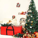 HOMEST Christmas Tree Storage Bag, Fits for 6/7.5 ft Xmas Artificials, Zippered Box with Reinforced Carrying Handles and Wheels, Red (Bag Only)