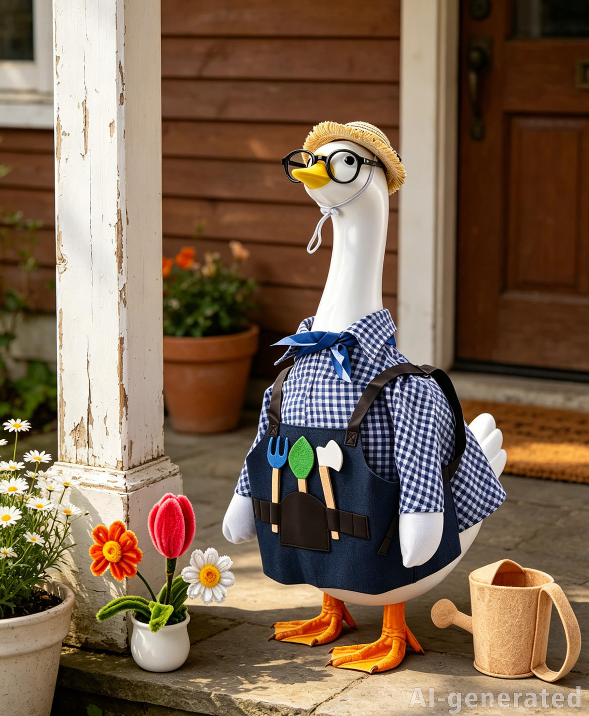 SIQUK Gardener Porch Goose Outfit Porch Goose Clothes Fit 23'' Geese Statue