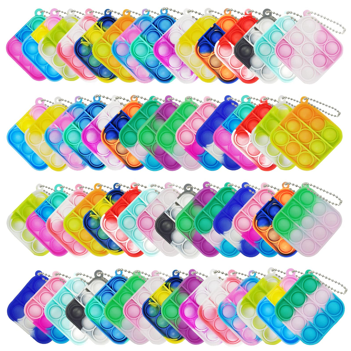 120 Pcs Mini Pop Bubble Fidget Toys, Silicone Keychain Small Pop Bulk for Party Favors, Classroom Prizes, Reliever Hand Toy Goodie Bag Stuffers Halloween Christmas Birthday Gifts for Kids Students