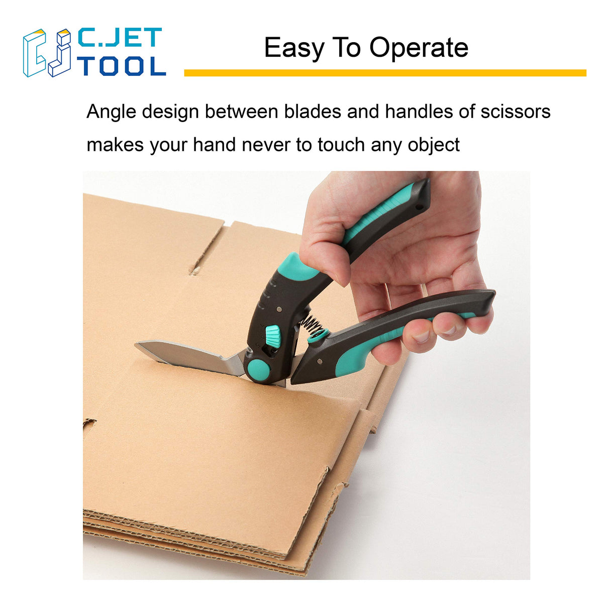 C.JET TOOL 10" Heavy Duty Carpet Cutter, Industrial Scissors, Multipurpose, Professional Soft Grip Stainless Steel (Turquoise)