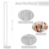 100PCS Bead Necklace, Silver Mardi Gras Beads Stuff Party Favors, Christmas 33" Toy Necklaces Costume, Festival Parade Throw Accessories for Wedding Birthday Celebrations Decoration