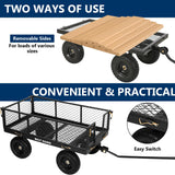BILT HARD 10" Flat Free Tires Heavy Duty Garden Cart with 180° Rotating Handle and Removable Sides, 4 Cu.Ft 400 lbs Capacity Utility Steel Wagons for Outdoor