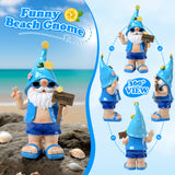 Wiresusan Outdoor Summer Gnomes Statue Beach Gnome Garden Decor for Outside, Beach, Yard, Lawn Ocean Sea Theme Home Decorations for Table, Shelf, Blue Gnome Figurine Funny Elf Gifts for Women