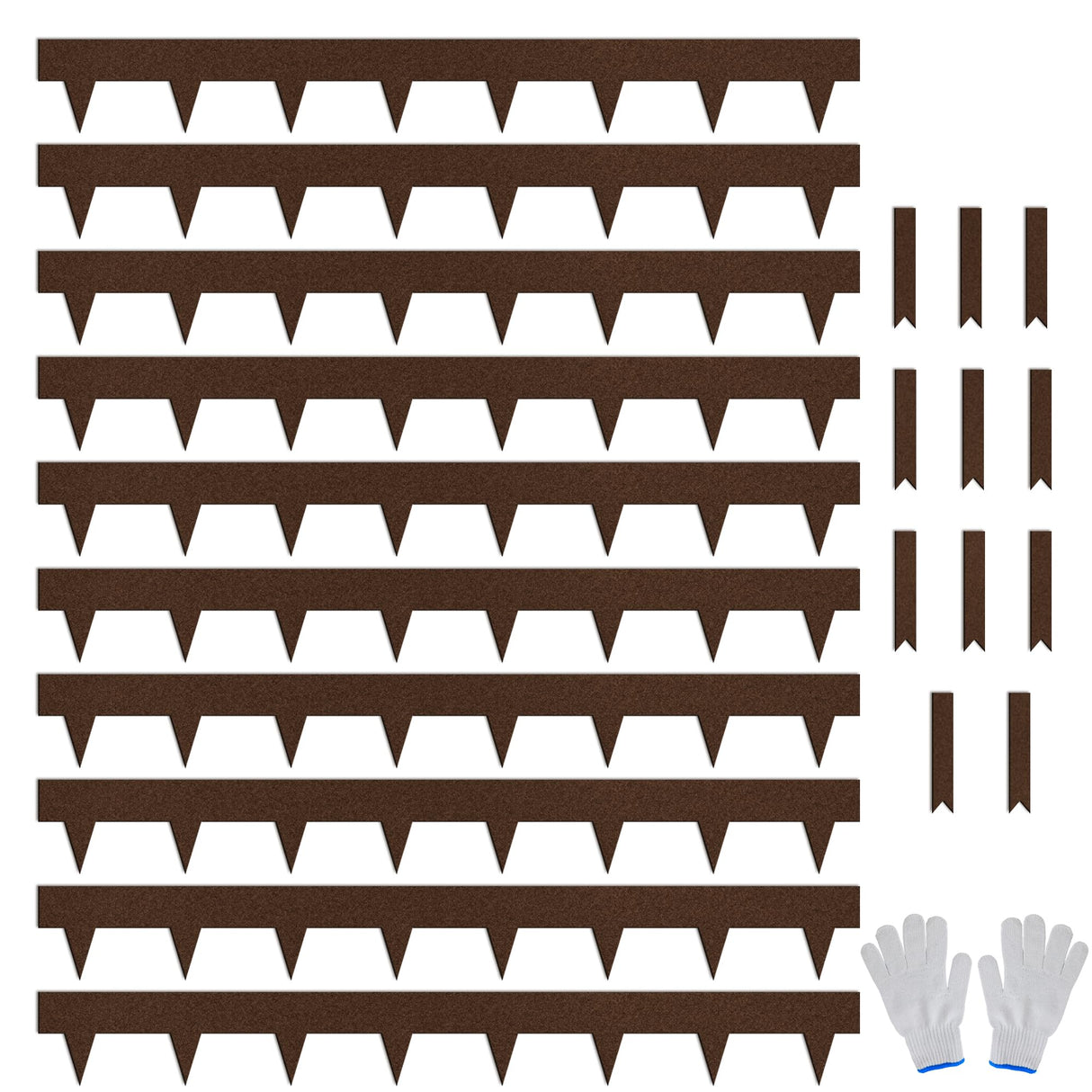 Worth Garden 33ft. Galvanized Steel Landscape Edging - 10-Pack 40" Metal Edging for Landscaping with 11 Stakes, Bronze Powder Coating Hammer-in Lawn Edging for Yard Pathway Divider