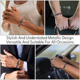 FINZOR 6Pcs Hematite Bracelet for Men Large Size Natural Stones Handmade Bracelets - Reignites Masculine Energy Male Healing Beaded Bracelets for Men Inspirational Easter Gifts A