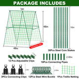 48 x 48 Inch Foldable Cucumber Trellis for Raised Bed- A-Frame Garden Trellis for Climbing Plant Outdoor with Climbing Net and Plant Support Clip for Outdoor Plants Zucchini Vegetables Tomato Flowers