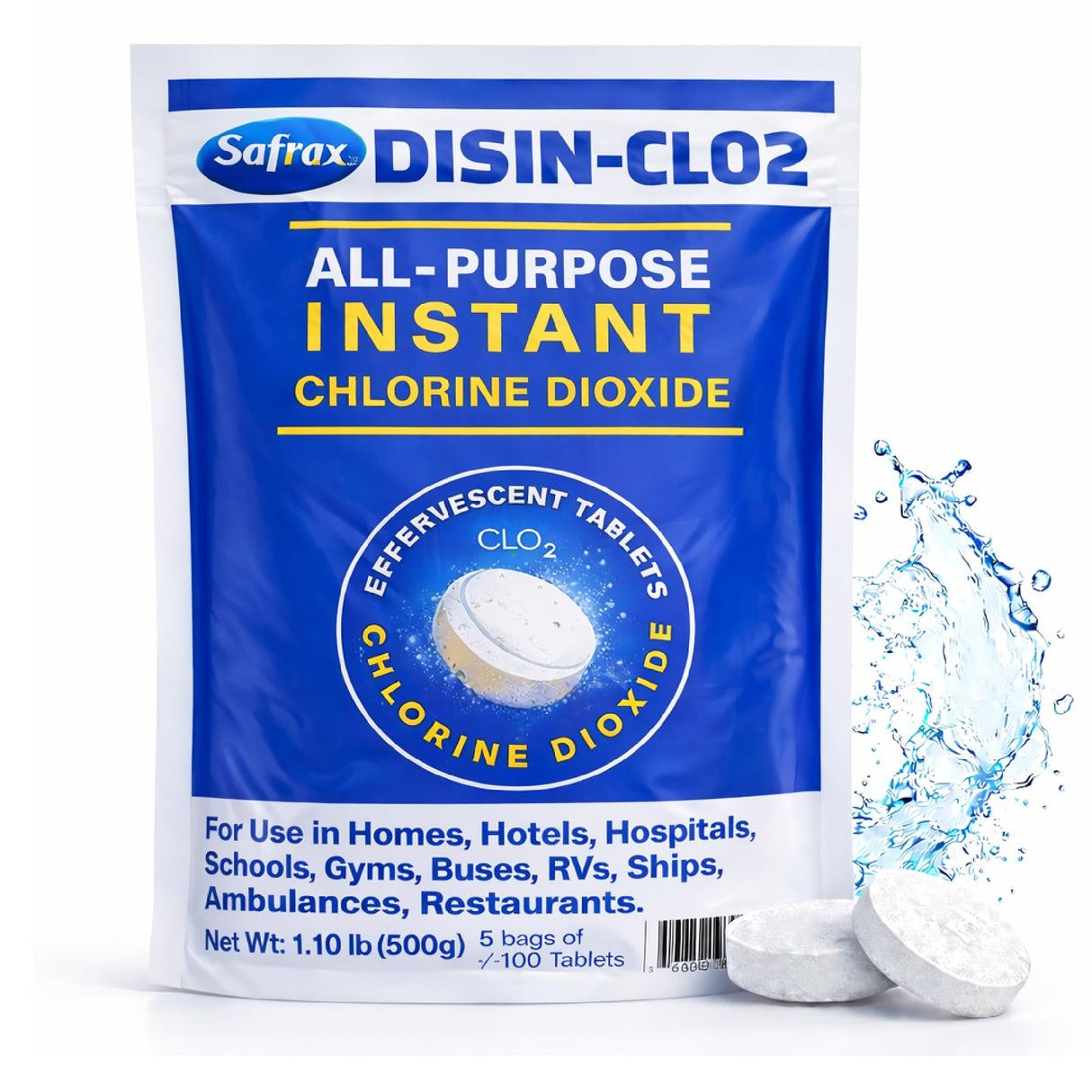 DISIN-CLO2 Multi-Purpose Instant Chlorine Dioxide Tablets – Fast-Acting Cleaning & Deodorizing Tablets for Home, Kitchen & Travel – Freshness Booster for Surfaces, Water Containers & Everyday Use