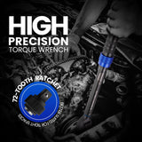 HERONIX 3/8-Inch Drive Click Torque Wrench, 5–50 Ft-Lb (6.8–67.8 Nm) ±3% Accuracy, Loud Click, Dual Scale, 72-Tooth Mini Torque Wrench for Bike, Motorcycle, Car & Spark Plug Maintenance