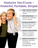 SuperEar Personal Sound Amplifier Model SE5000 (PSAP), 50dB Gain, Hand Held Pocket Size Audio Amplifier with Headphones, EarBuds, Tactile On/Off Volume Control for Adults, Audiologists, and Seniors