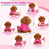 Doctor Kit for Toddlers 3-5 Girl Toys Christmas Birthday Gift for 2 3 4 Year Old Girls Kids Doctors Play Set with Plush Dog, Toy Stethoscope & Carrying Bag for Veterinarian Pretend Play (Pink)