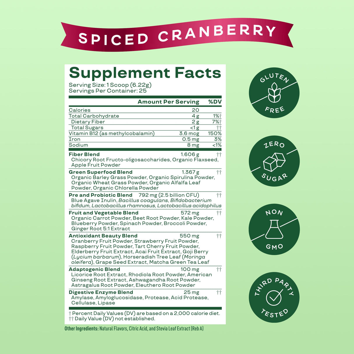 Bloom Nutrition Superfood Greens Powder, Digestive Enzymes with Probiotics and Prebiotics, Gut Health, Bloating Relief for Women, Chlorella, Green Juice Mix with Beet Root, 25 SVG, Spiced Cranberry