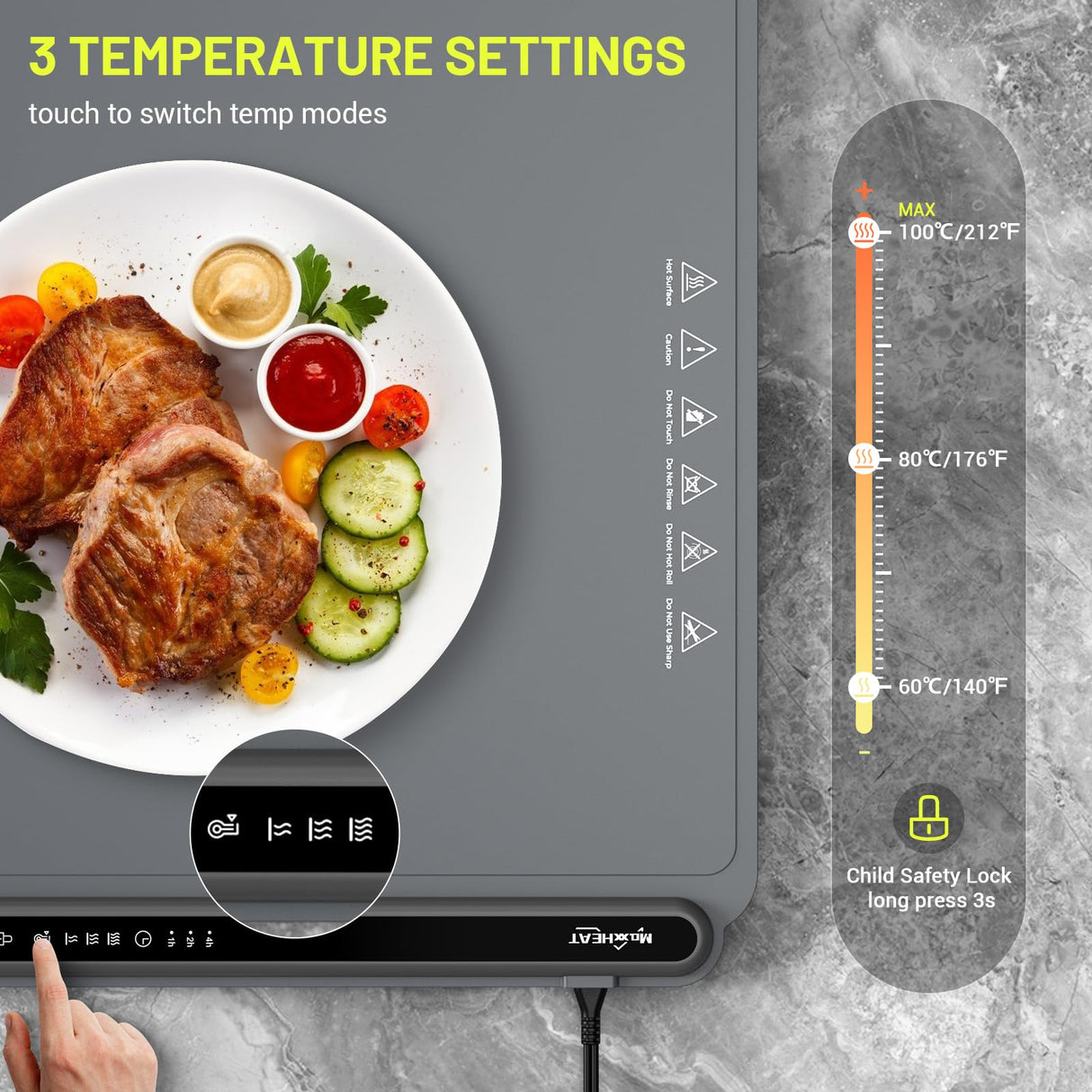 Food Warming Mat, Fast Heating Warming Mat for Food, Portable Electric Warming Tray for Parties Buffet with 4 Hours Timer Setting, Roll Up Food Warmer Mat