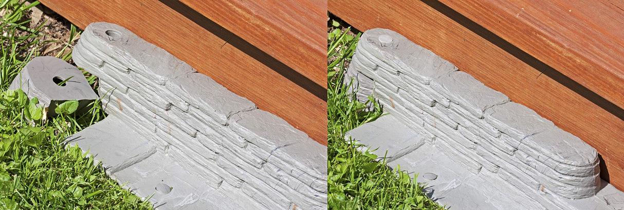 Emsco Group 2032HD Bedrocks Trim-Free Gray, 20 Feet – Natural Stacked Slate Design Garden Lawn Edging
