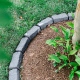 Beuta Landscape Edging | Garden Edging Border | Polyrock Bricks for Lawn Edging, Flower beds, Pathways & Yard Edging– 4 Packs | Each Section Has 6 Bricks 48" L x 4" W x 2.25" H | 12 Spikes |Greystone