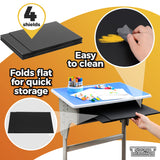 4-Pack Desk Dividers for Students - Durable & Waterproof Plastic Study Carrel Divider, Classroom Folders Teacher Supplies, Easy-to-Clean Plastic Privacy Shield Folder Boards for Student Desks, Black