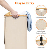 Lifewit 105L Large Laundry Basket with Lid, Removable Bags, Beige