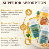 Spike Support Trio | Liposomal Nattokinase 8000 FU 500mg, Bromelain 1150 mg & Fermented Curcumin 1800 mg | High Potency, Enhanced Absorption Formula | for Immune, Heart & Circulation | 60 Day Supply