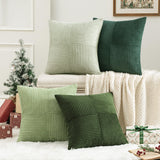MIULEE Christmas Green Decorative Throw Pillow Covers 20x20 Inch Set of 4 Boho Farmhouse Cushion Covers Mordern Nordic Pillow Cases Soft Corduroy Gradient Home Decor for Couch Sofa Living Room Bed