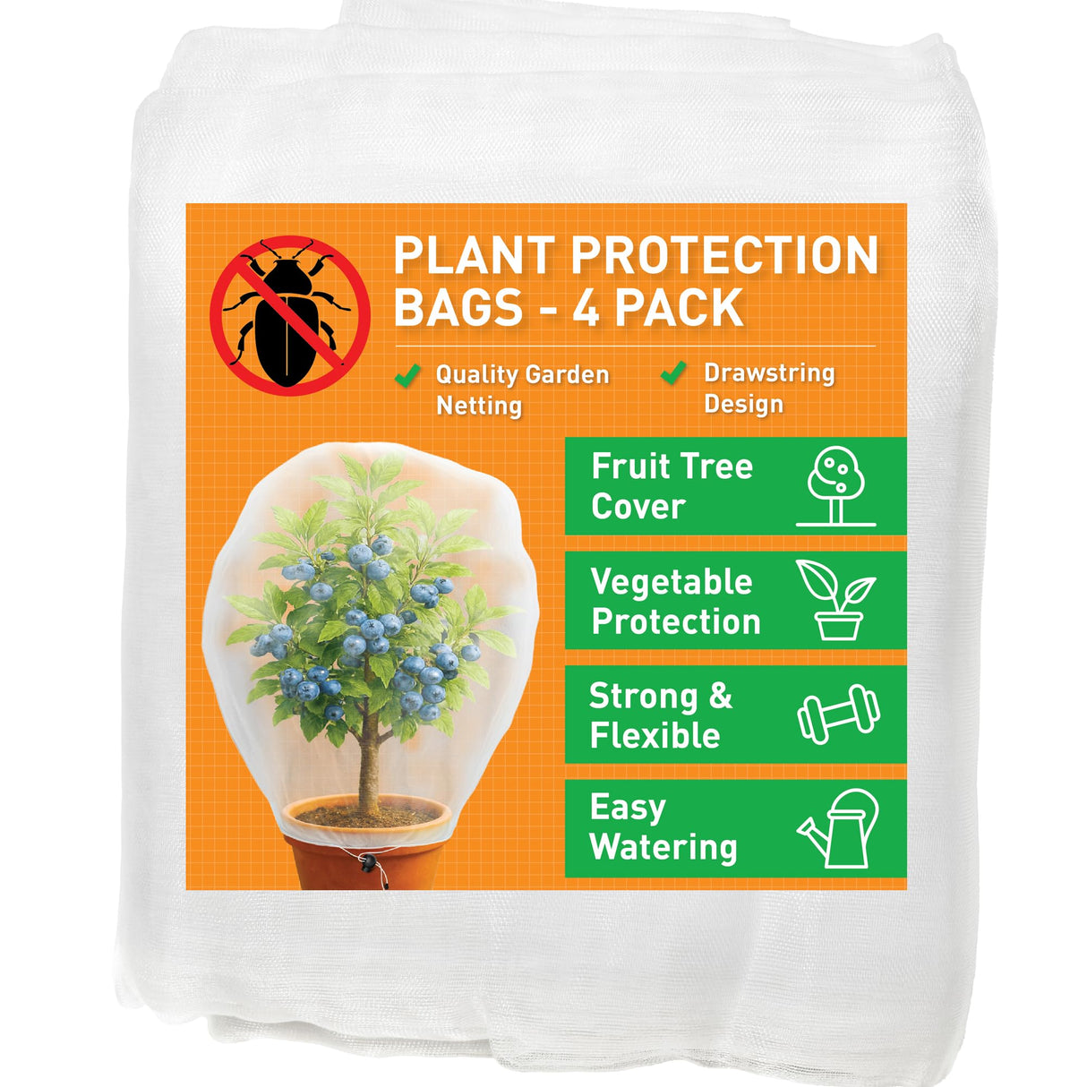 Fruit Tree Protection Bags 4.5x6 FT | Pack of 4 Garden & Insect Netting
