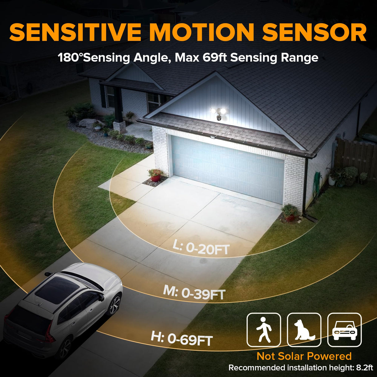 LUTEC 32W 3500 Lumen LED Security Lights Motion Sensor Light Outdoor, 5000K Daylight, IP65 Waterproof, Dusk to Dawn, Motion Detector Flood Light for Garage, Yard, Porch-Brown