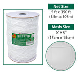 AlpineReach Trellis Netting 5 x 350 ft Heavy Duty Polyester White - 6 Inch Mesh Support Twine for Growing High Yield Tomatoes, Peas, Vine Climbing Plants Fruits Vegetables