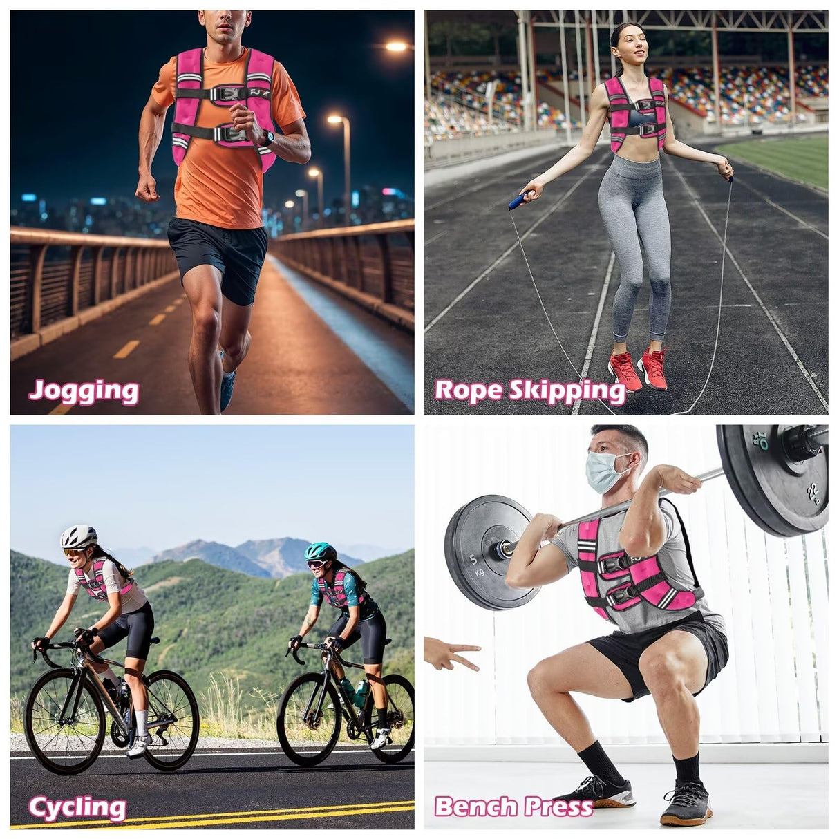 FUFF Weighted Vest 15lbWeights with Reflective Stripe, Weighted Vest for Men Women Strength Training Running Walking Jogging