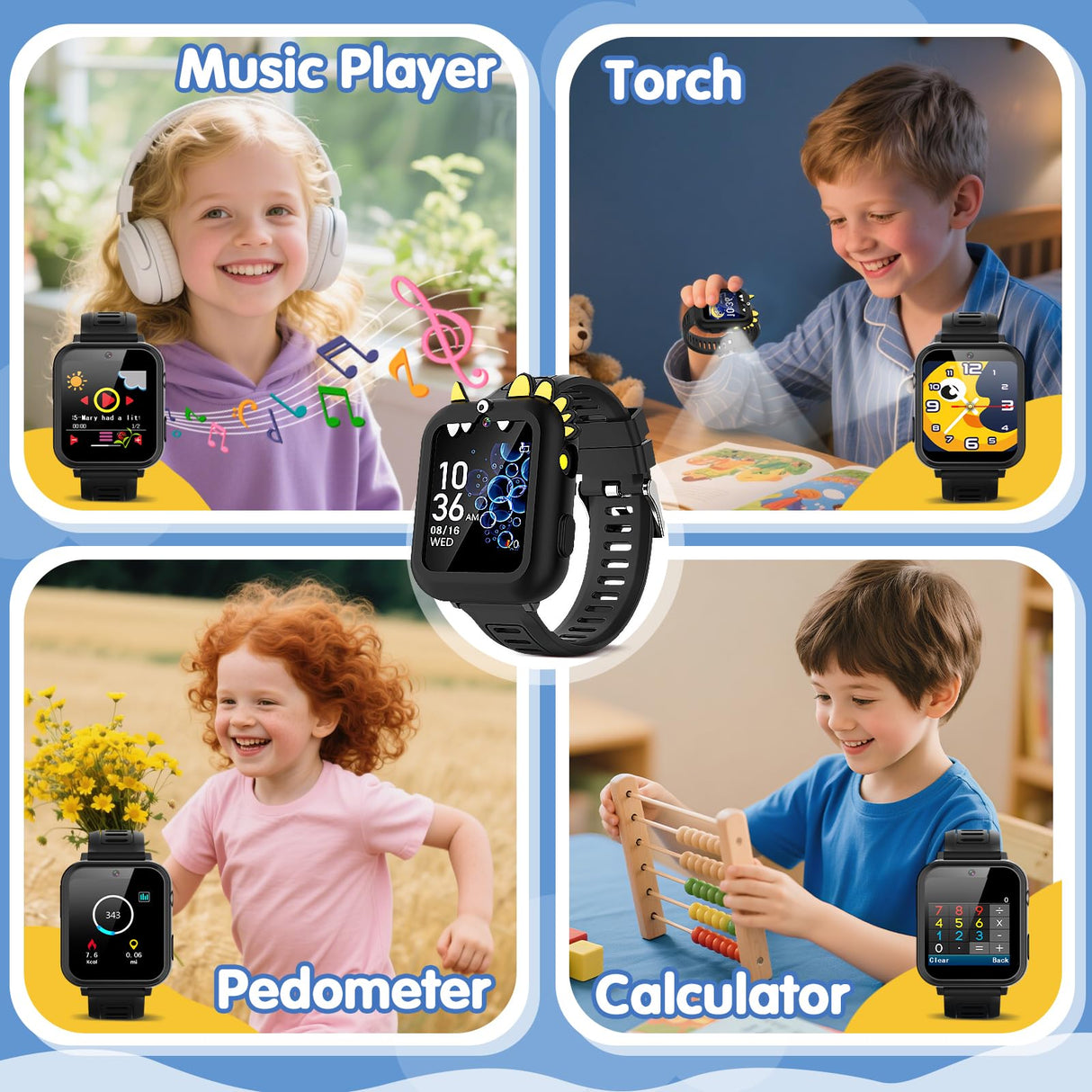 Kids Smart Watch Boys Gift Age 3-12 with 39 Games Alarm Clock Camera Video Music Player Pedometer Flashlight 12/24 hr HD Touch Screen Kids Watch Christmas Birthday Toys for Boys Ages 4 5 6 7 8 9 10