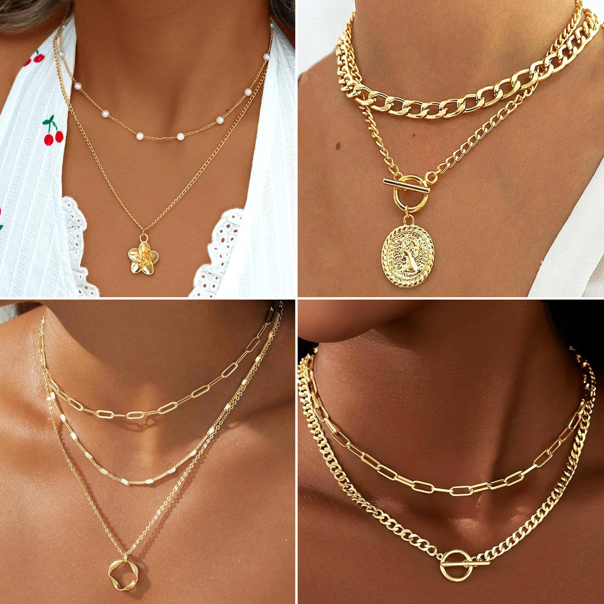 17 MILE 78 Pieces Gold Jewelry Set for Women, 9 Necklace, 24 Bangle Bracelet, 22 Earrings, 23 Knuckle Rings Ties Gold Plated Jewerly set for Women Gift