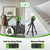 Huepar Laser Level 360 Self Leveling, Rechargeable Green Laser 3x360° Cross Line Lazer Leveler 3D Level Laser Tool for Construction and Picture Hanging, Strong Magnetic Bracket&Hard Carry Case -HM03CG