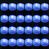 idyl light Blue Submersible Led Lights, Waterproof Tea Lights 100H Underwater Mini Pool Lights Battery Operated Flameless for Vases Fountain Halloween Christmas Home Decorations (24 Pack)