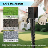 XYADX No Dig Ground Screw Anchor - Black Post Stake for 4x4 Wood Posts, Includes Lag Bolts & 27" Rebar, for Mailbox Posts and Fence Posts Anchor, 1 Pack