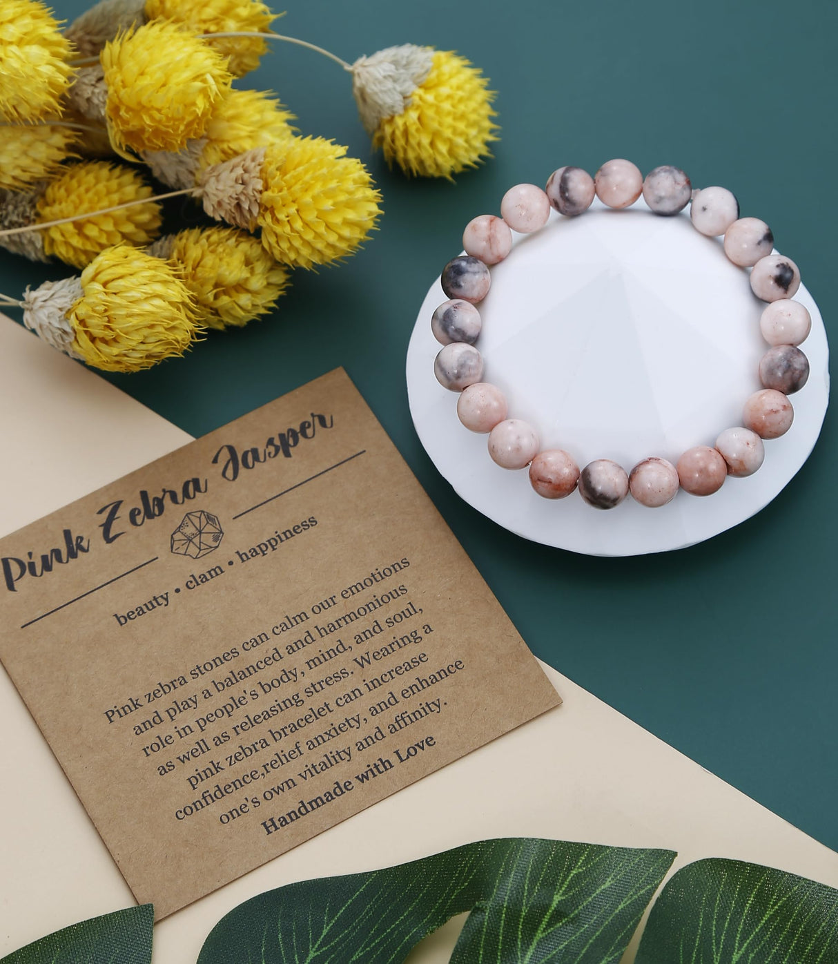 BOMAIL 9PCS Natural Stone Crystal Beaded Bracelets for Women