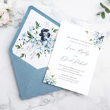 PONATIA 50PCS A7 Euro Flap Envelopes, 5.25 x 7.25'' Dusty Blue Flowers Liner Envelopes for Wedding Invitations, Photos, Postcards, Greeting Cards, Christmas Gift Cards, Acrylic Mailing, 5x7 envelopes