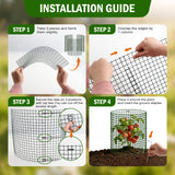 Uyittour 10 Pack Plant Protectors from Animals, 12" x 12" Round Metal Wire Garden Plant Cages to Keep Animals Out, Rabbit Proof Protection for Vegetables & Flowers with Stakes, Zip Ties & Gloves