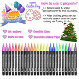 Caliart 24 Colors Outline Glitter Markers, Shimmer Metallic Pens Stocking Stuffers Christmas Gifts Trendy Stuff, Cool Fun Craft Drawing Arts Supplies Set