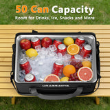 [2026 Updated] 50 Can Collapsible Soft Cooler Bag with Hard PP Lid, Leakproof Insulated Ice Chest with Quick-Access Top Hatch, Bottle Opener & Mini Table for Beach, Camping, Travel (Matte Black)